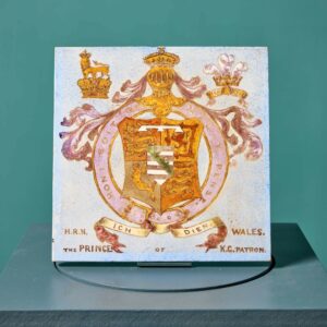 Antique English Tile Depicting Prince of Wales Coat of Arms