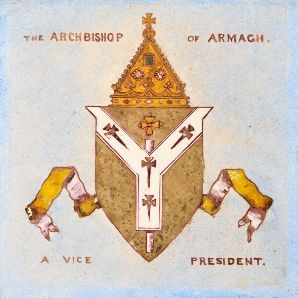 Antique English Tile Depicting Archbishop of Armagh Coat of Arms