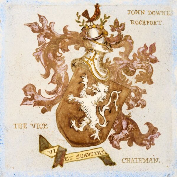 Antique English Heraldic Tile by John Downes Rochfort