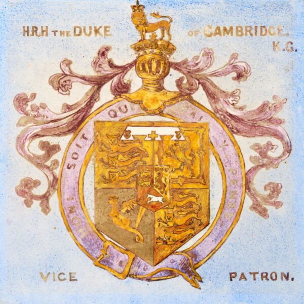 Antique English Tile Depicting Duke of Cambridge Coat of Arms