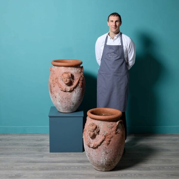 Pair of Large Reclaimed Terracotta Urns