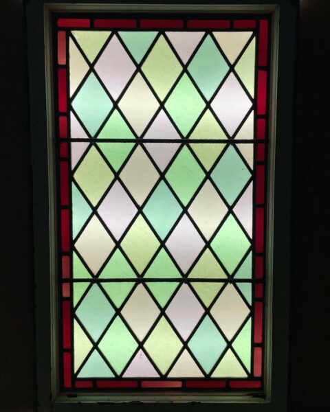 Antique 19th Century Lattice Stained Glass Window
