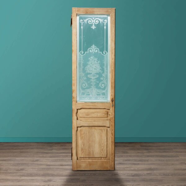 Tall Antique French Acid Etched Pine Door