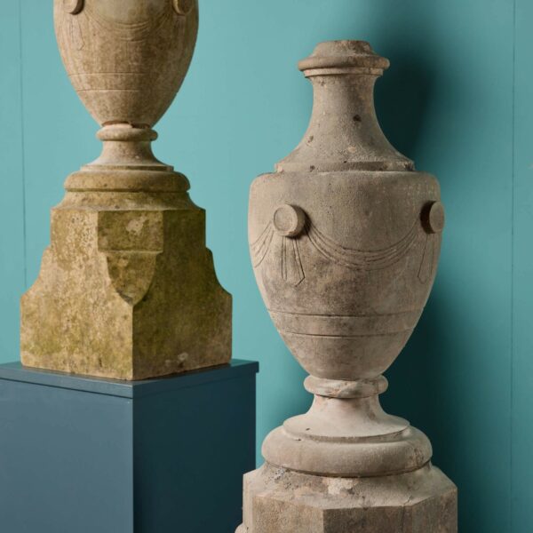 Pair of French Neoclassical Style Marble Urn Finials
