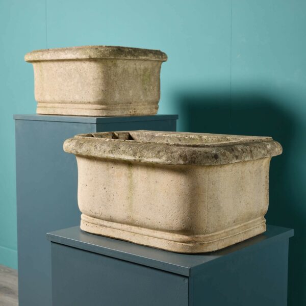 Two Weathered Stone Garden Planters or Sinks
