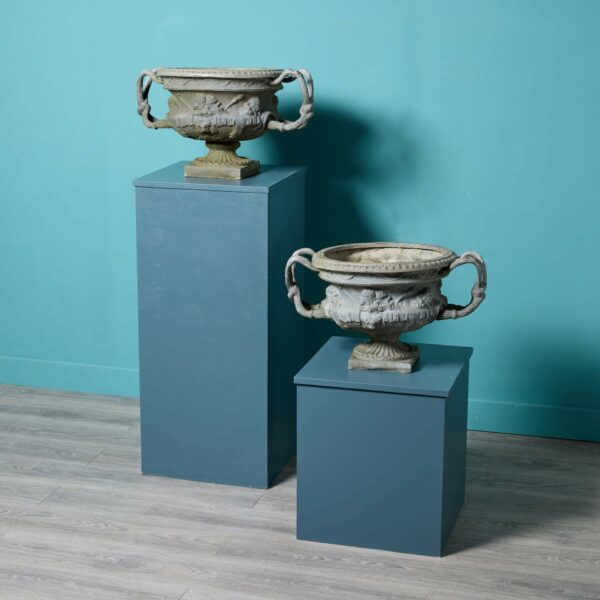 Pair of Antique Neoclassical Style Lead Urns