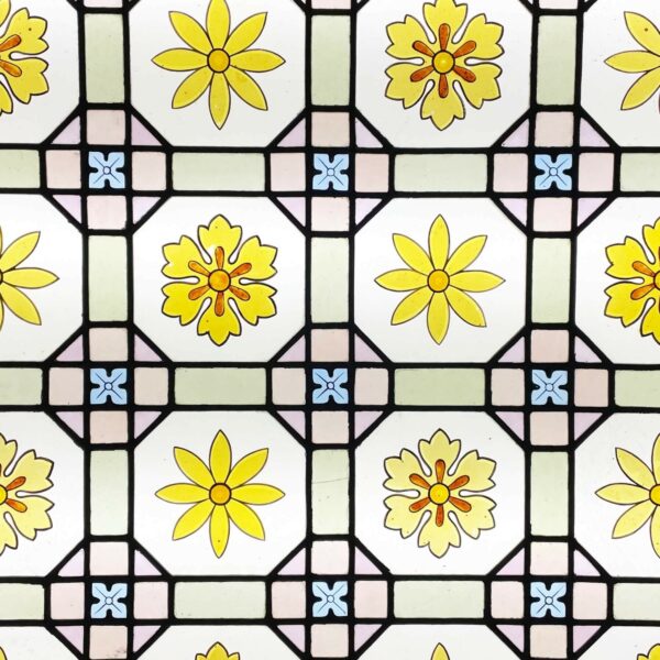 Antique Victorian Floral Stained Glass Window