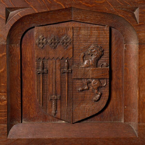 Carved English Oak Armorial Wall Panel