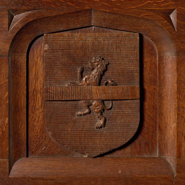 Carved English Oak Armorial Wall Panel