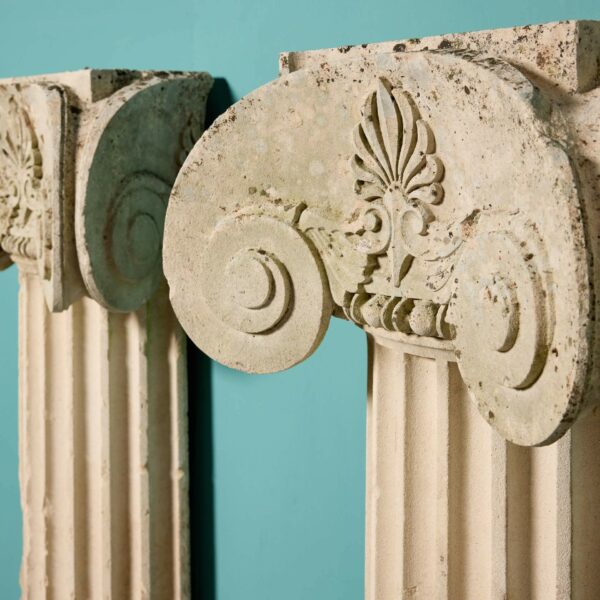 Pair of Limestone Greek Style Ionic Column Pedestals