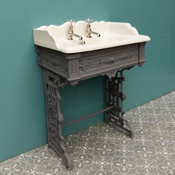 Antique Porcelain Sink Basin with Cast Iron Stand