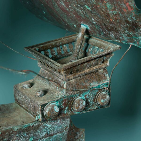 19th Century English Copper Sailing Ship on Stand