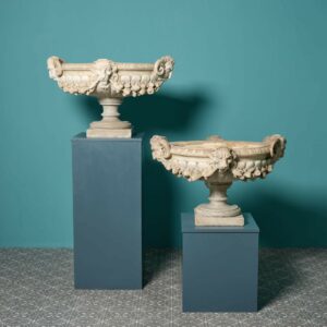 Pair of Fine Antique Italian Marble Tazza Urns