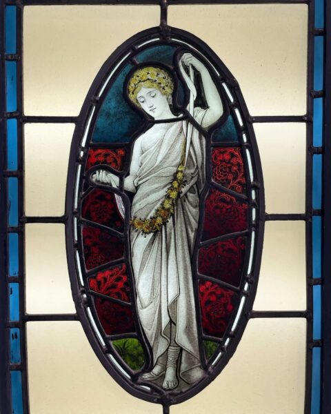 Antique Neoclassical Style Stained Glass Window