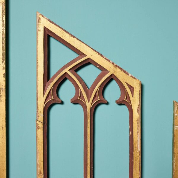 Set of 3 Antique Ecclesiastical Diagonal Panels