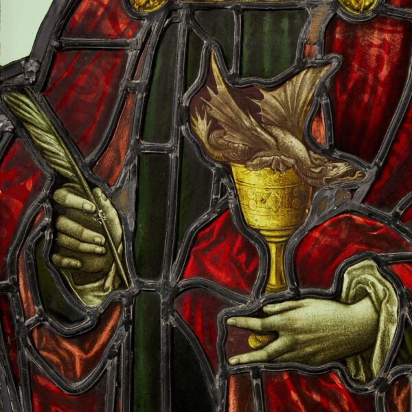 Antique Stained Glass Window of St John & Dragon