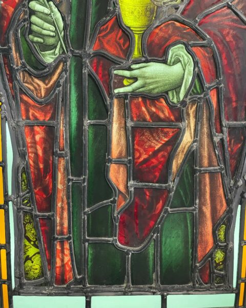 Antique Stained Glass Window of St John & Dragon
