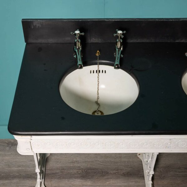 Antique Double Sink with Slate Splashback