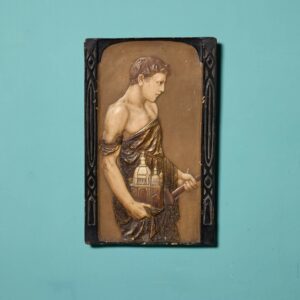 Antique Glazed Terracotta Panel of an Architect