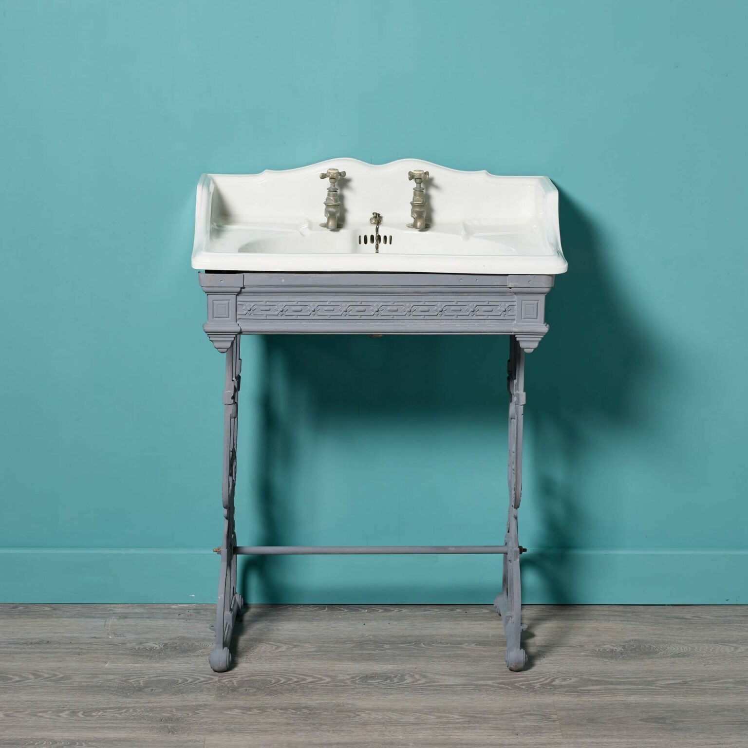 Antique Porcelain Sink with Cast Iron Stand - UK Architectural Heritage