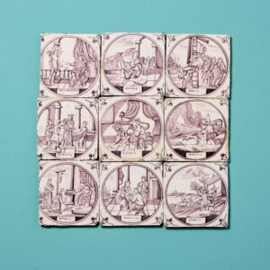 Set of 9 Antique Delft Tiles depicting Biblical Scenes
