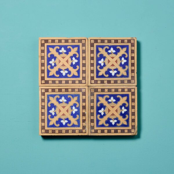 Set of 4 Minton & Co Encaustic Tiles