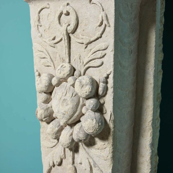 Monumental 17th Century English Carved Limestone Fireplace