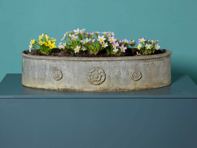 Large Antique Oval Lead Trough Planter