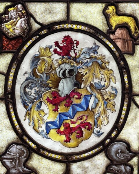 Antique English Heraldic Stained Glass Window