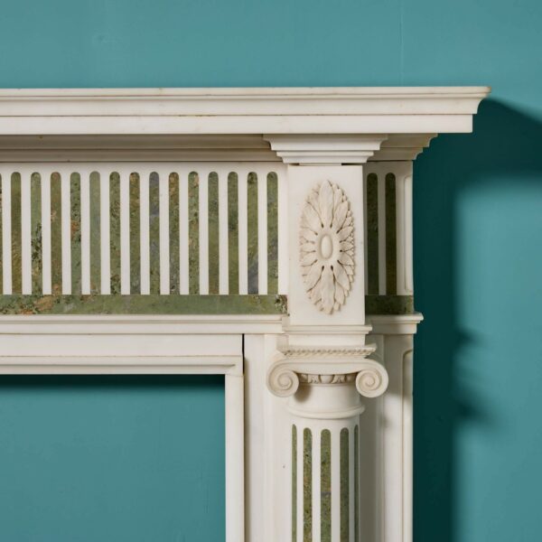 Antique White Statuary & Green Connemara Marble Fireplace