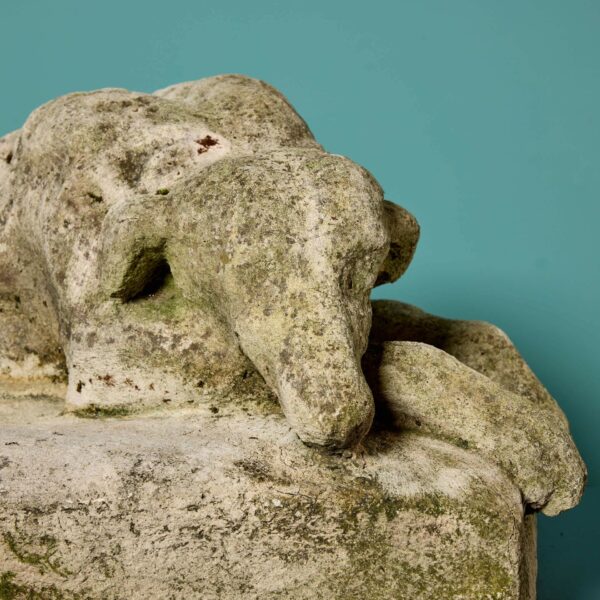 Antique Stone Resting Greyhound Statue