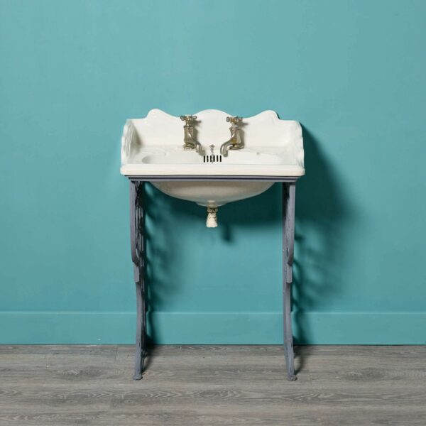 Antique Porcelain Sink with Cast Iron Stand