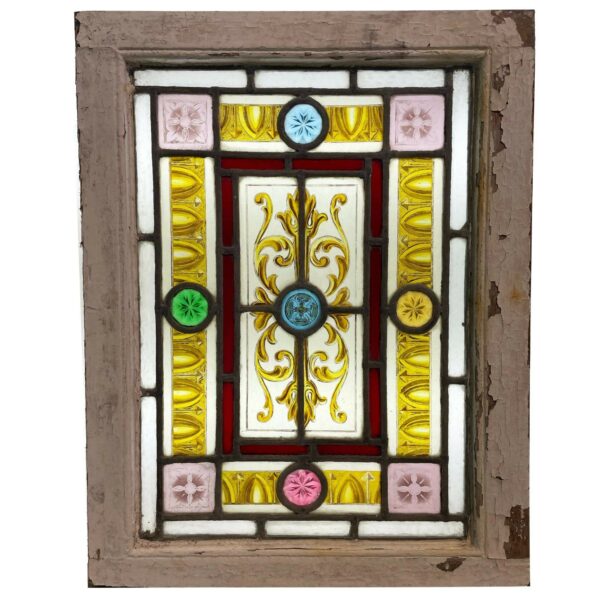 Pair of Colourful Antique Stained Glass Windows