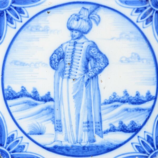 Antique Delft Tile of Turkish Figure