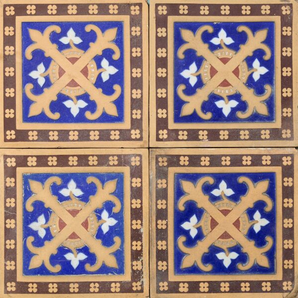 Set of 4 Minton & Co Encaustic Tiles