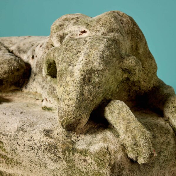 Antique Stone Resting Greyhound Statue