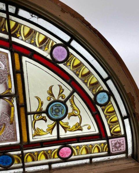 Antique Floral Stained Glass Fanlight
