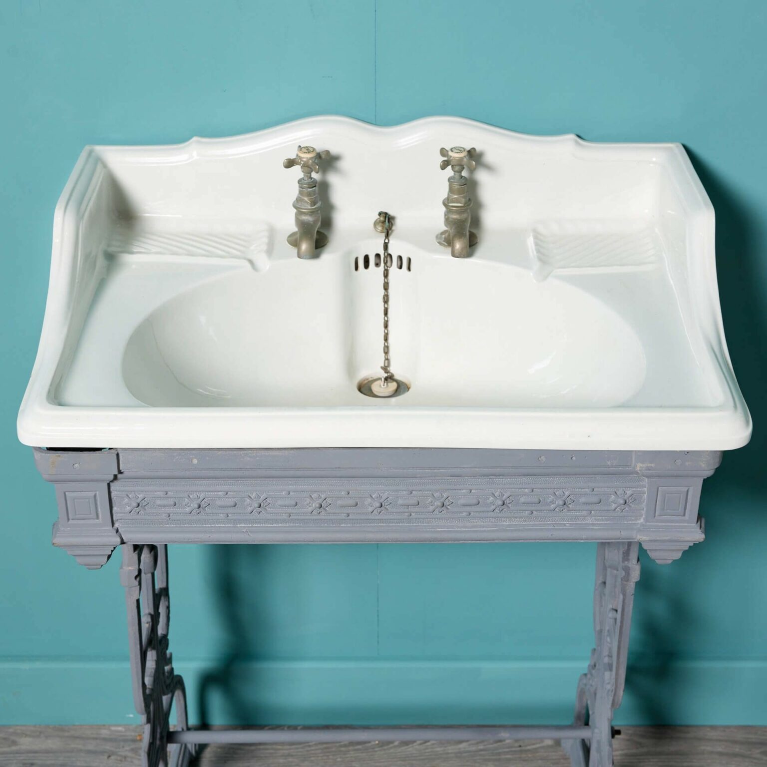 Antique Porcelain Sink with Cast Iron Stand - UK Architectural Heritage