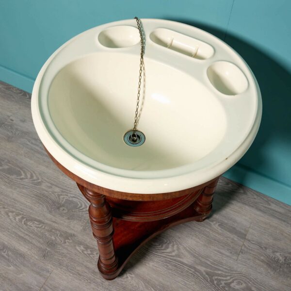 Large Antique Round Basin with Triform Stand