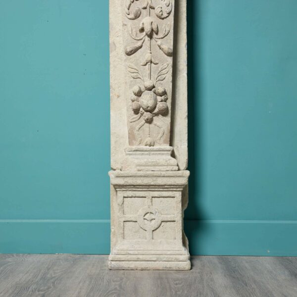 Monumental 17th Century English Carved Limestone Fireplace