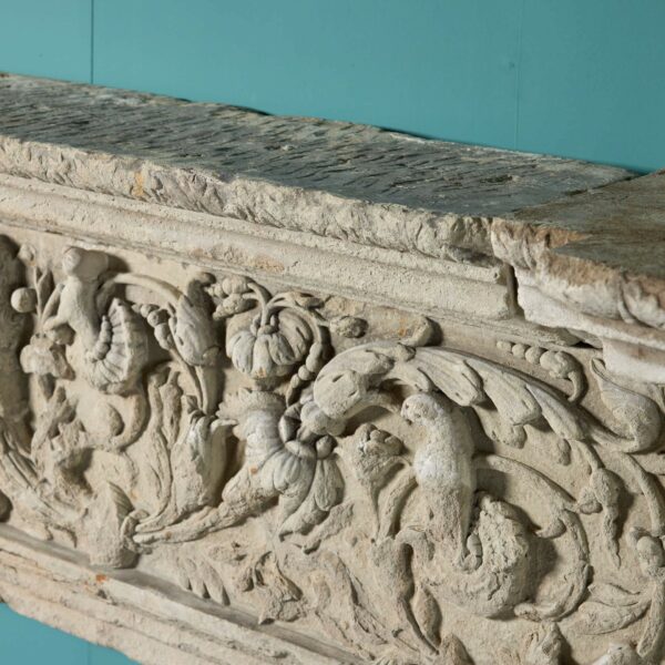 Monumental 17th Century English Carved Limestone Fireplace