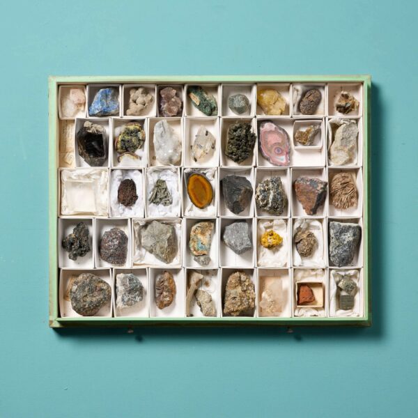 Collection of Museum Minerals in Display Case