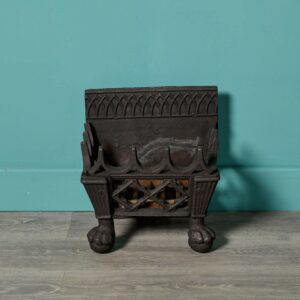 Small Antique Gothic Style Cast Iron Fire Grate