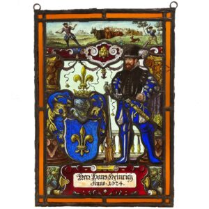 Antique Stained Glass Panel of Nobleman