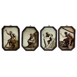 Set of 4 Antique Stained Glass Panels of Neoclassical Figures