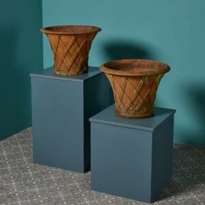 Two Reclaimed Red Terracotta Lattice Plant Pots