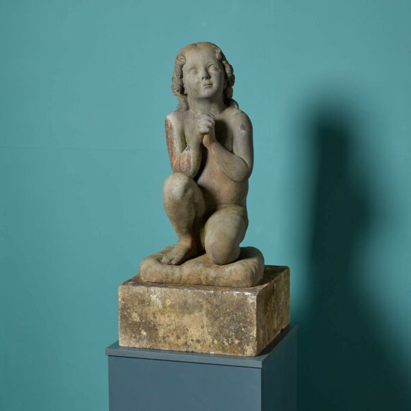 Antique Cast Iron Statue of a Praying Child