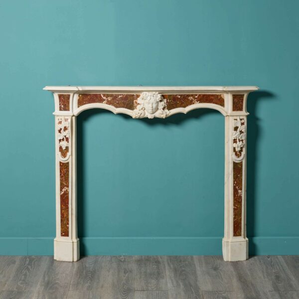 Antique Italian Statuary & Red Jasper Marble Fire Surround C.1760