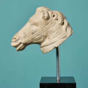 Antique Neoclassical Carrara Marble Horse Head Sculpture
