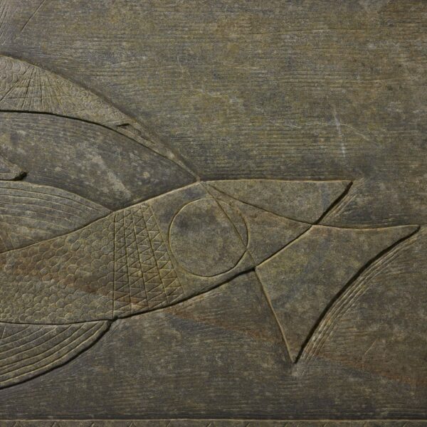 Large Reclaimed Carved Fish Slate Panel